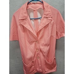 Vtg 1970’s Handmade Blazer Smock Suite Jacket Pink Poke A Dot Sz 2x