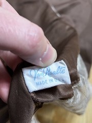 Vintage 1960’s Van Raalte Brown lace trimmed full slip 34 A White Made In USA