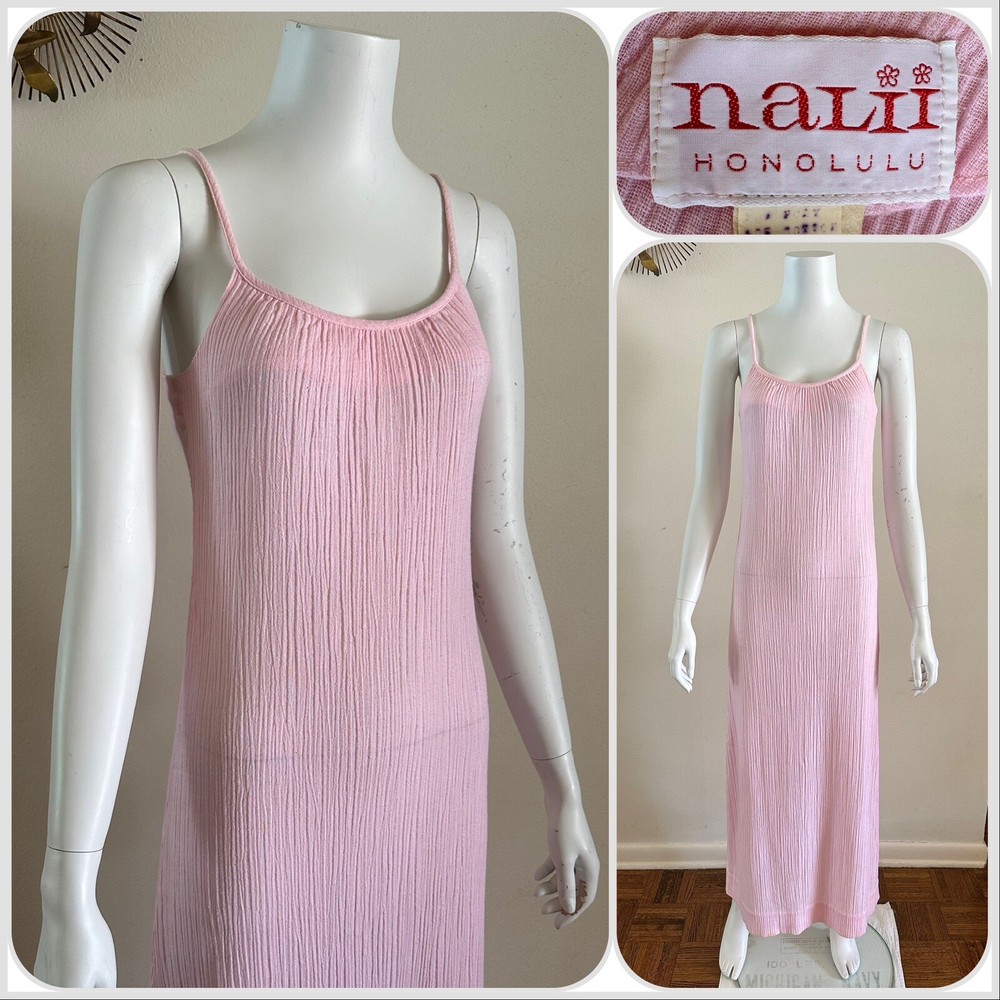 1970s Nalii Honolulu Cotton Gauze Keyhole Dress Pool Cover Up Cabana Resort VTG
