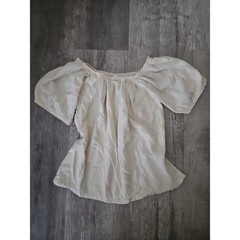 Vintage 100% Cotton Made in Greece Boho Peasant Blouse Cream Crochet Lace Tops