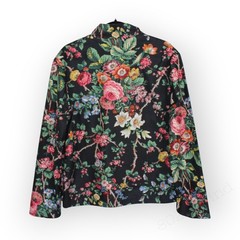 Vintage Susan McDuffie Atlanta Linen Chef Coat Jacket Art To Wear Floral L