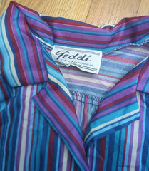 Teddi Of California Polyester 1970’s Striped Blouse Large