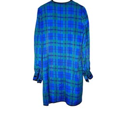 Vintage Stanley Platos Martin Ross Union Made Silk Plaid Coat Dress USA