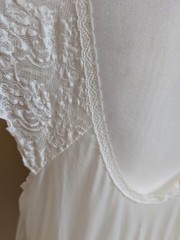 Vintage Ivory Nightgown 2X Plus Size Lace Pearl Beaded Nylon Made In USA Bridal