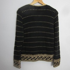 Vintage Importants Boston Womens S / M Black Gold Metallic Cardigan Sweater Peru