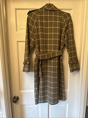 Vintage I. Magnin Womens Belted Trench Coat Plaid Medium