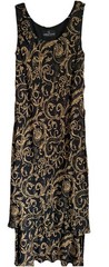 Vintage Carole Little Evening Dress Gold & Black 1990s Sleeveless Elegant Maxi