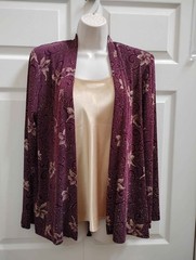 Women’s Medium Cocktail Jacket & Camisole Burgundy & Gold Stunning 2 Pcs Set New