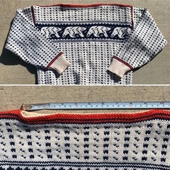 Vintage Wool Sweater Bears Polar Bear Boat Neck 22 inches Pit To Pit