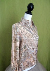 60s/70s Howard Wolf romantic paisley print synthetic blouse. Sz 5.