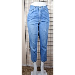 Vintage Jeans Gitano 24 x 26 80s High Waist Soft Blue Tapered Short Made Brazil