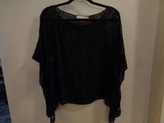 Vintage Scala Black Beaded Poncho/Topper One Size Fits Most Beautiful!