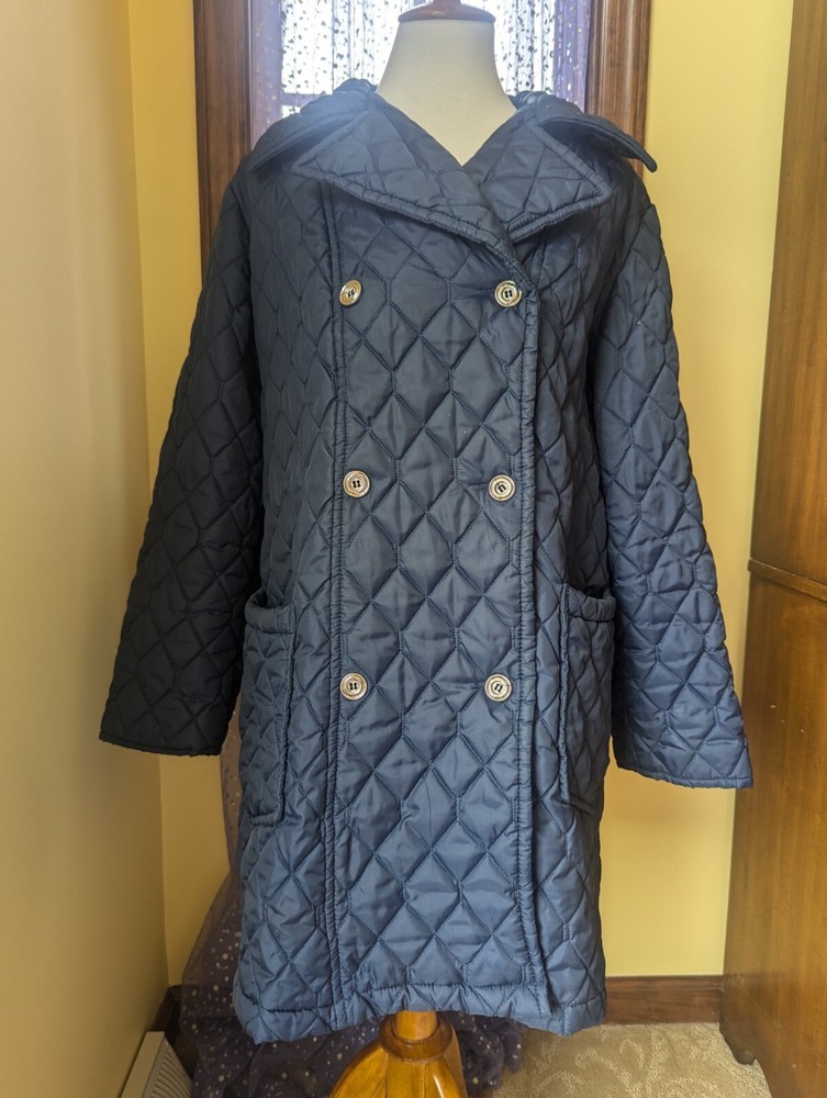 Vintage 80’s Montgomery Ward Quilted Jacket Dark Blue Womens Size 18 1/2 Large