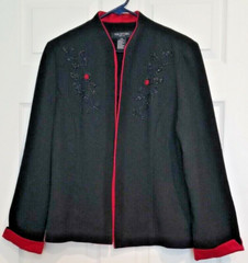 Vintage 90’s PERCEPTIONS Black & Red Beaded Long Sleeve Jacket Women’s Size 10P