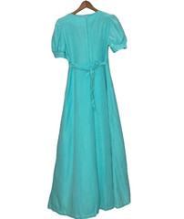 Vintage 70s JCPenney Loungewear Size 13 14 Blue Babydoll Velour House Maxi Dress