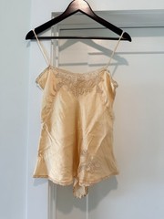 Antique 1920s Silk Satin Step In Teddy Plymouth Shops Lace Camiknicker