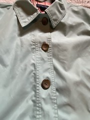 VTG Lands End Mint Green Lightweight Trench Coat Lined Button Up Women’s Medium