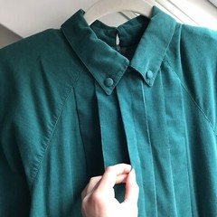 Vintage Laura Ashley Teal Green Corduroy Dress Great Britain US 10 UK 12