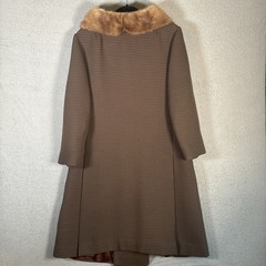 Vintage Forstmann Long Pea Coat Fur Collar Brown Double Breasted Mob Wife Duster