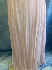 Vtg 1960s Pink Chiffon Dress Empire Waist Trim ILGWU Union Made Junior XXS Prom