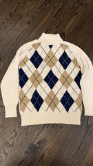 Dalton 50’s Argyle Geelong Wool Vintage Sweater Womens Turtleneck Camel Navy