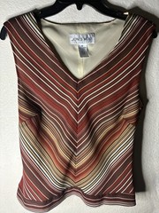 Vintage Jones Wear 2003 Y2K Multicolor Summer V Neck Sleeveless Top Sz 10