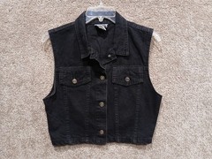 Vintage MGM Studios Black Button Up Sleeveless Shirt And Skirt Size Small Cotton