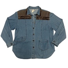 City Girl Sport Vintage Blue Denim Studded Western Shirt 14