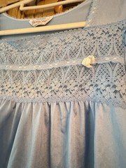 Vanity Fair Vintage Blue Nylon Lace Long Nightgown Made in USA Regular Size Type