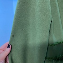 Vintage Handmade Maxi Dress 34″ Bust Green 1970s Column Style Long Sleeve