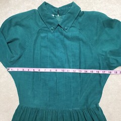 Vintage Laura Ashley Teal Green Corduroy Dress Great Britain US 10 UK 12