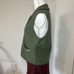 Vintage Woolrich 80s/90s Olive Green 100% Wool Button-Up Vest 🐑🍃