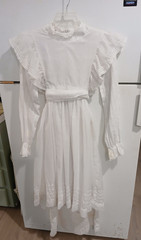 Victorian Pioneer Cottage Core Two-Piece Dress with Detachable Ruffled Pinafore