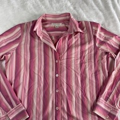 Banana Republic pink striped button up long sleeve office siren y2k vintage