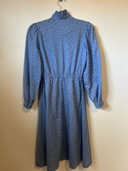 70’s Vintage Candi Jones Blue Floral Ruffle Prairie Midi Dress – Size Small