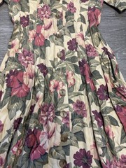 KATIE MFG Beautiful Floral Puff Sleeve Vintage 80s Dress Size 6 Made In USA