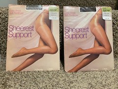 Vintage 2 JC Penney Sheerest Soft Support Nylon Pantyhose Average Grey Taupe new