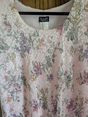 Vintage Helene Blake 20W Blush Chiffon Dress Floral Lace Overlay