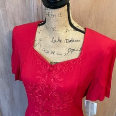 NWT Deadstock Vintage Casual Corner 90’s Red Midi Dress Pretty Woman sz 10