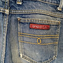 Vintage Sasson Jeans 1980s High Waisted Denim Blue Distressed 42” Long