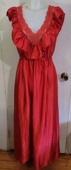 Vintage Ilise Stevens Lacy Red Ruffle Nightgown Sz Small/med Stunning Versatile