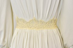 Vtg 1940s White Lace Rayon Tula Boudoir Lingerie Robe Dress Dressing Gown