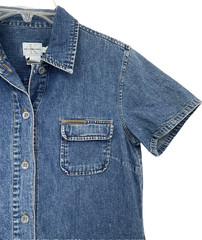 Sporty 80s 90s VTG Calvin Klein Jeans Denim Polo Preppy Shirt Mini Dress small