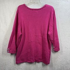 Timberlea Pink Sweater Cat Floral appliqués Women’s XL Vintage 90s Art To Wear