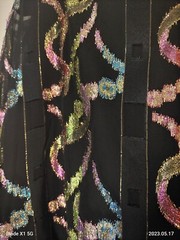 VTG USA Beautiful Multi Color Party Blouse Shiny Sheer Embroidery Size 11/12