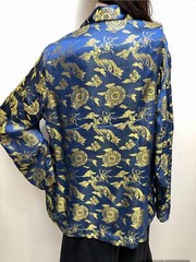 VTG 1970s SATIN PHOENIX BIRD Rayon BROCADE Vietnam Cocktail Jacket Or Tunic Sz-M