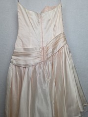 VTG 80s Zum Zum Pink Lace Jacquard Strapless Corset Prom Dress Asymmetrical Tier