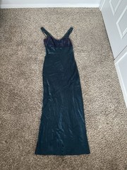 1990s Vintage All That Jazz Dark Green Maxi Dress with Multiple Straps and ZipUp