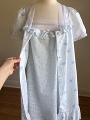 STUNNING NWOT VTG STARDUST Blue Floral White Lace 2pc Nightgown Robe Set SZ S