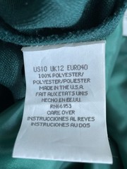 Vtg Leslie Fay Women Size 10P Dress Suit Green Gold Trim Made in USA Jersey Feel